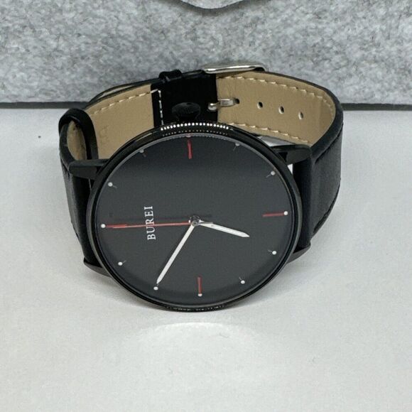Burei S-19006M Men's Black Leather Strap Analog Dial Quartz Wrist Watch JNA65 - Picture 6 of 12